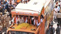 Amit Shah Holds Massive Road Show in Tumkur on Last Day of Campaigning